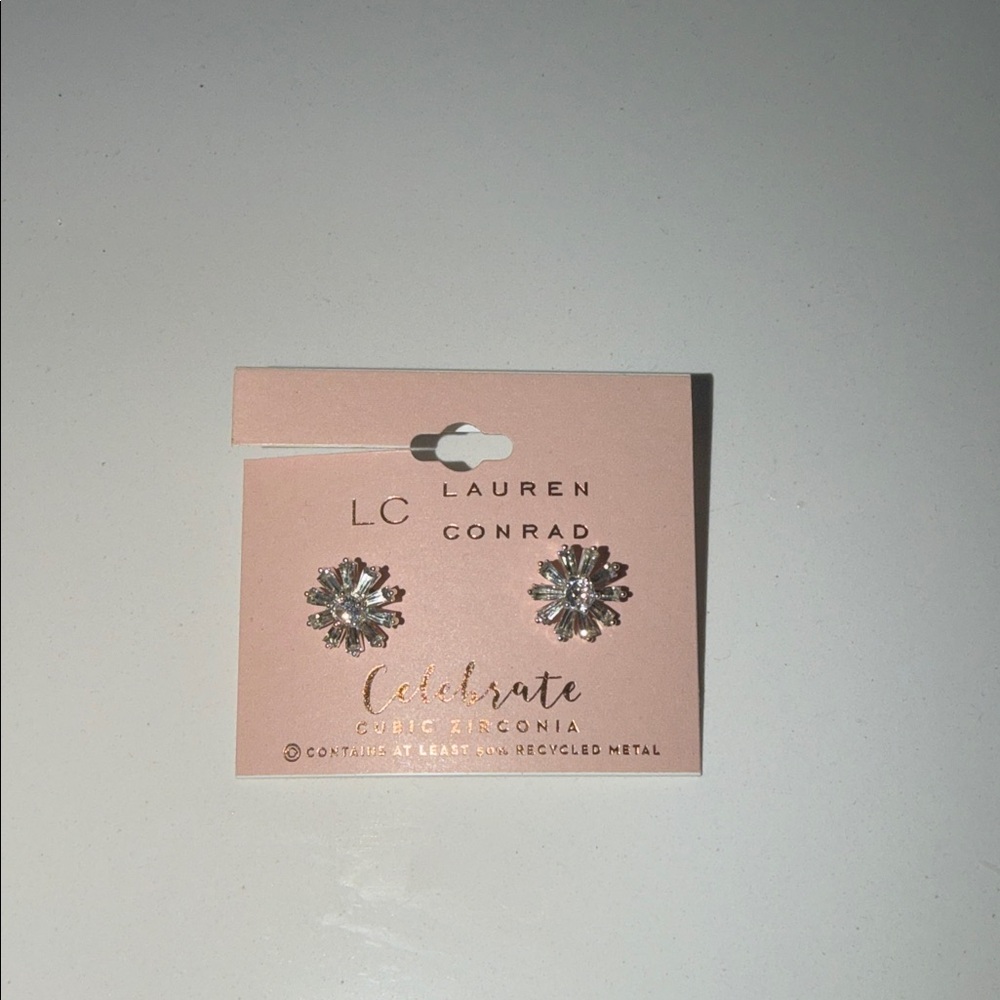 LC Lauren Conrad Clear Crystal Flower Stud Earrings